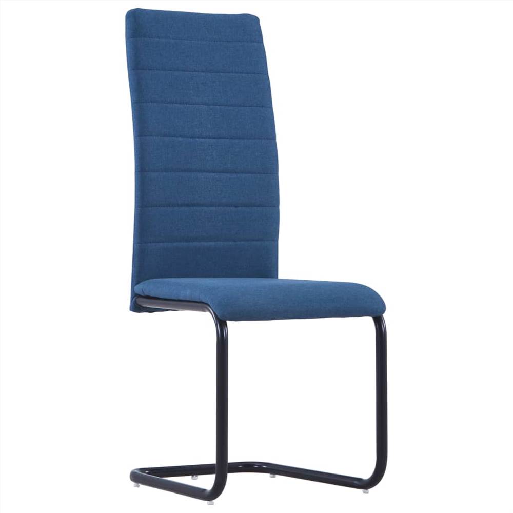 Cantilever Dining Chairs 4 pcs Blue Fabric