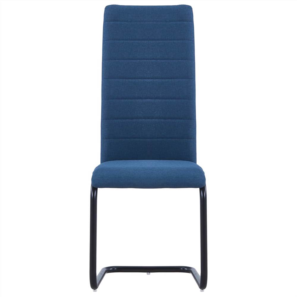 Cantilever Dining Chairs 4 pcs Blue Fabric