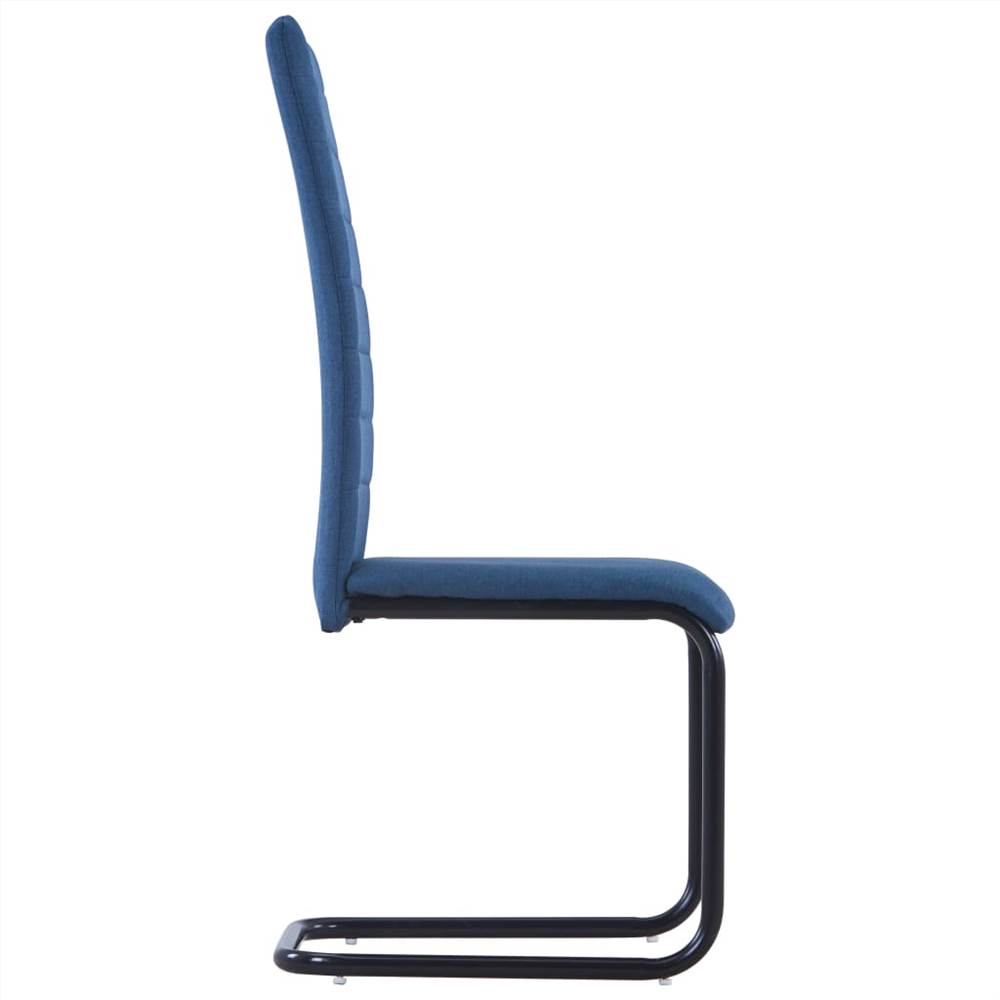 Cantilever Dining Chairs 4 pcs Blue Fabric