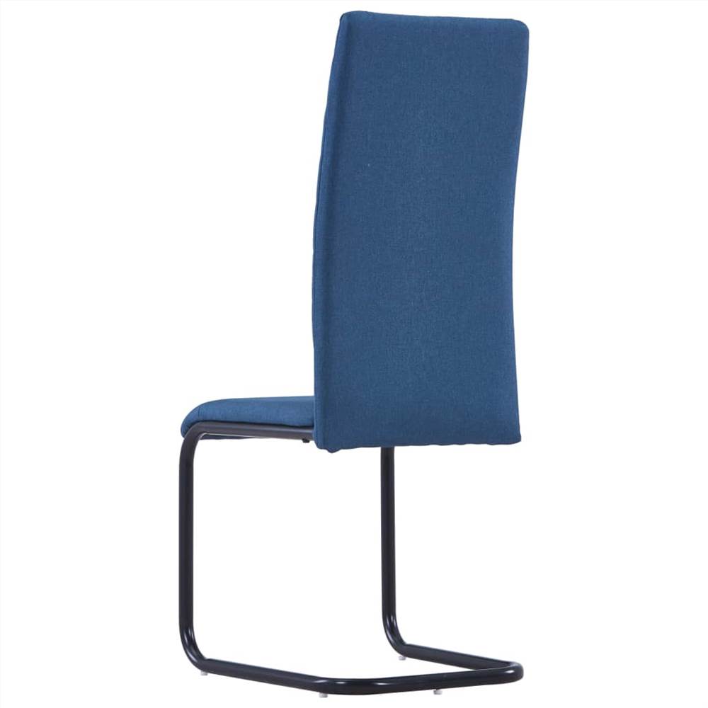 Cantilever Dining Chairs 4 pcs Blue Fabric