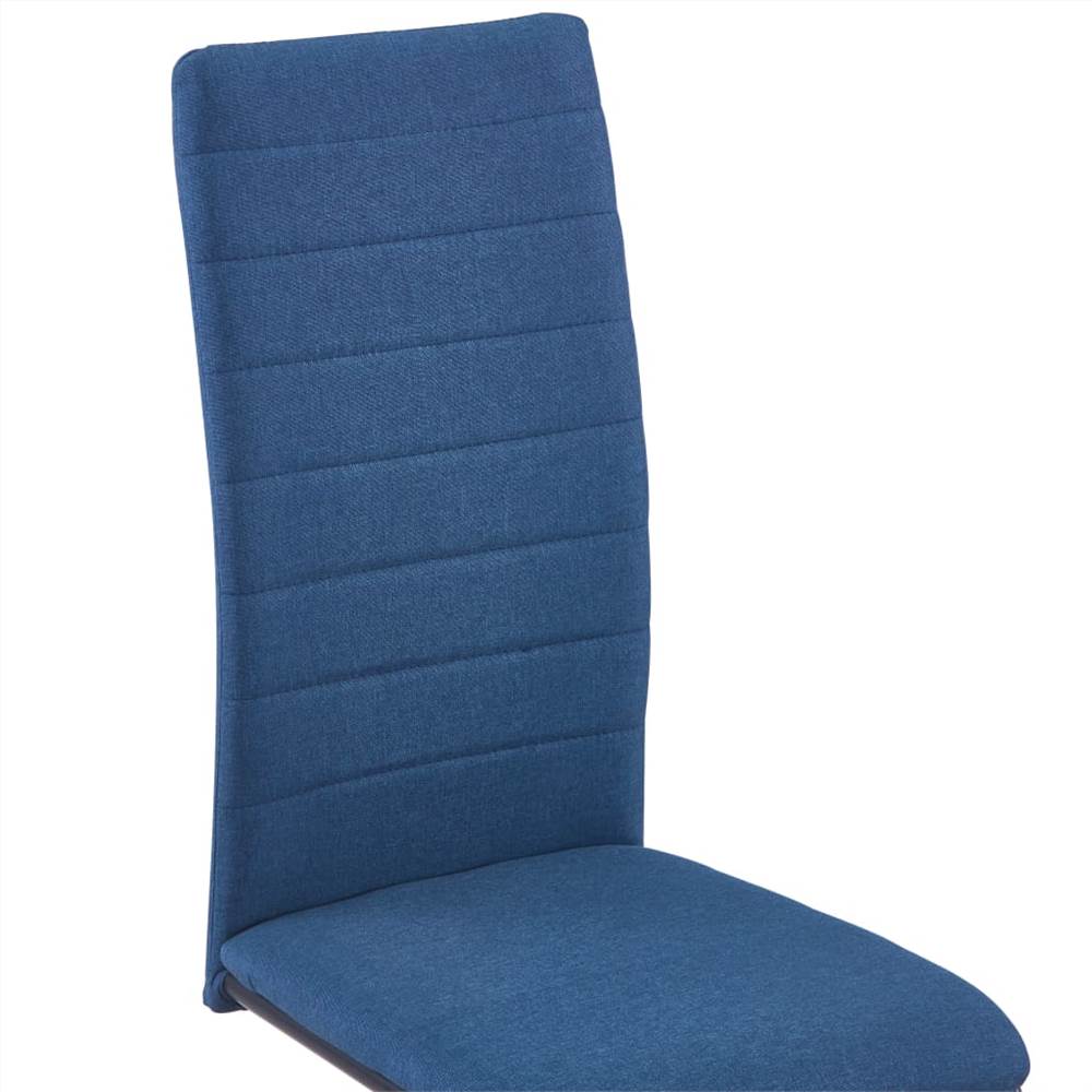 Cantilever Dining Chairs 4 pcs Blue Fabric