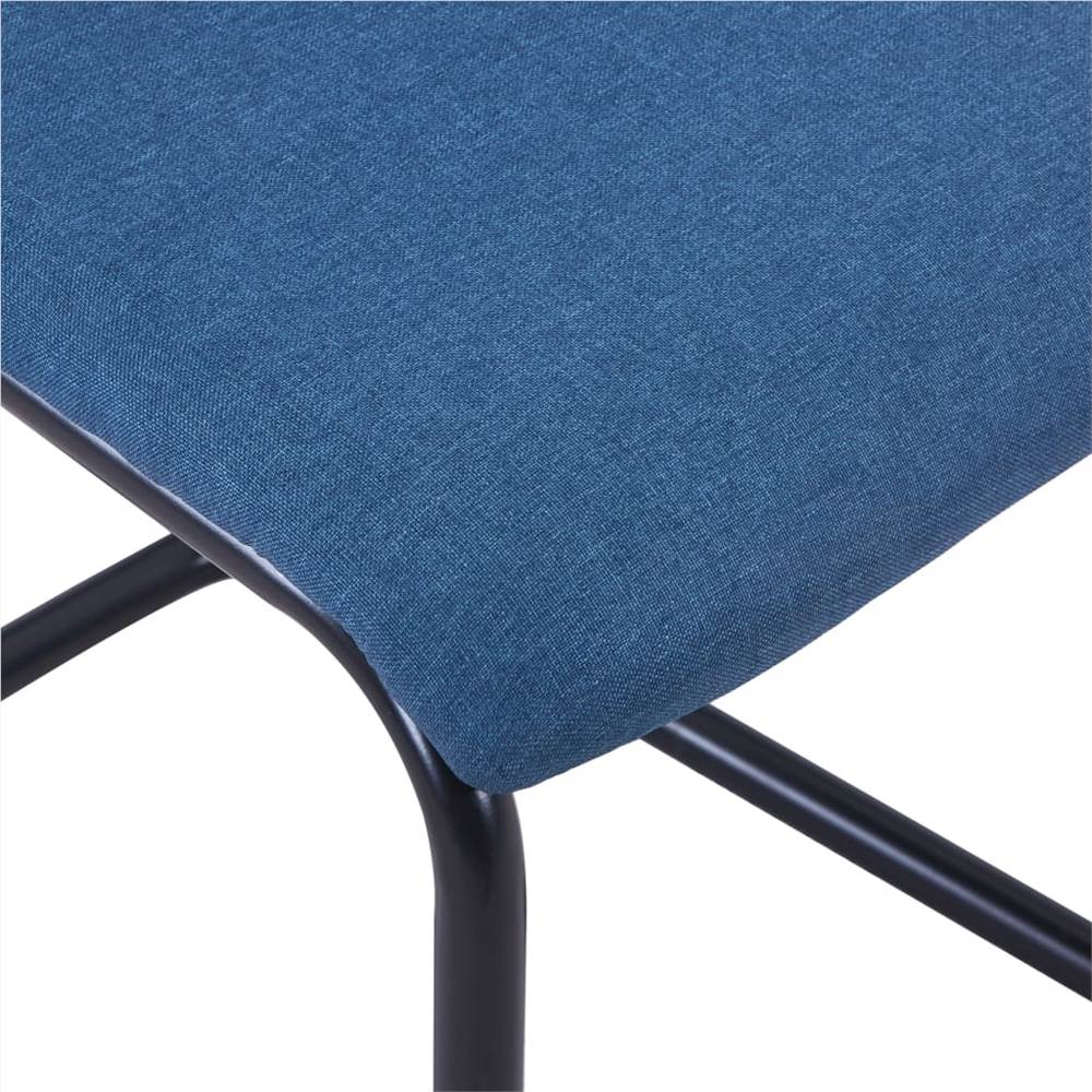 Cantilever Dining Chairs 4 pcs Blue Fabric