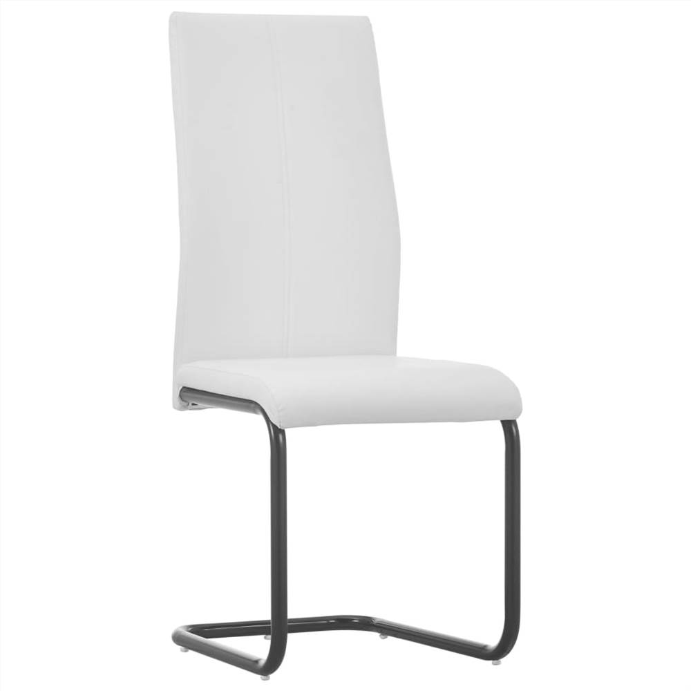 Cantilever Dining Chairs 4 pcs White Faux Leather