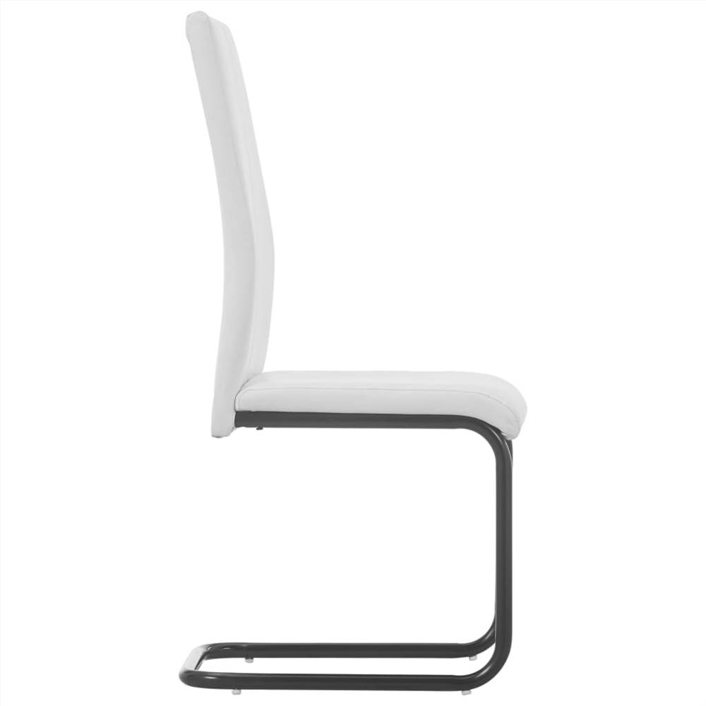 Cantilever Dining Chairs 4 pcs White Faux Leather