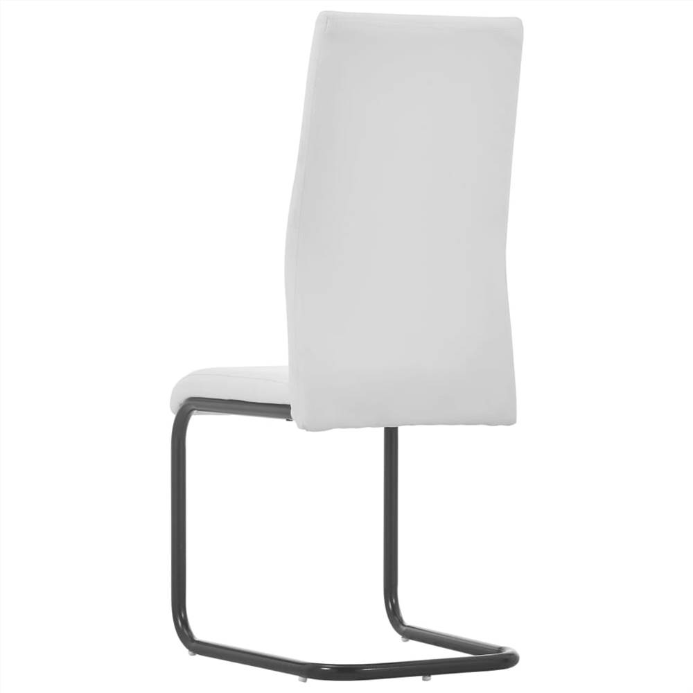 Cantilever Dining Chairs 4 pcs White Faux Leather
