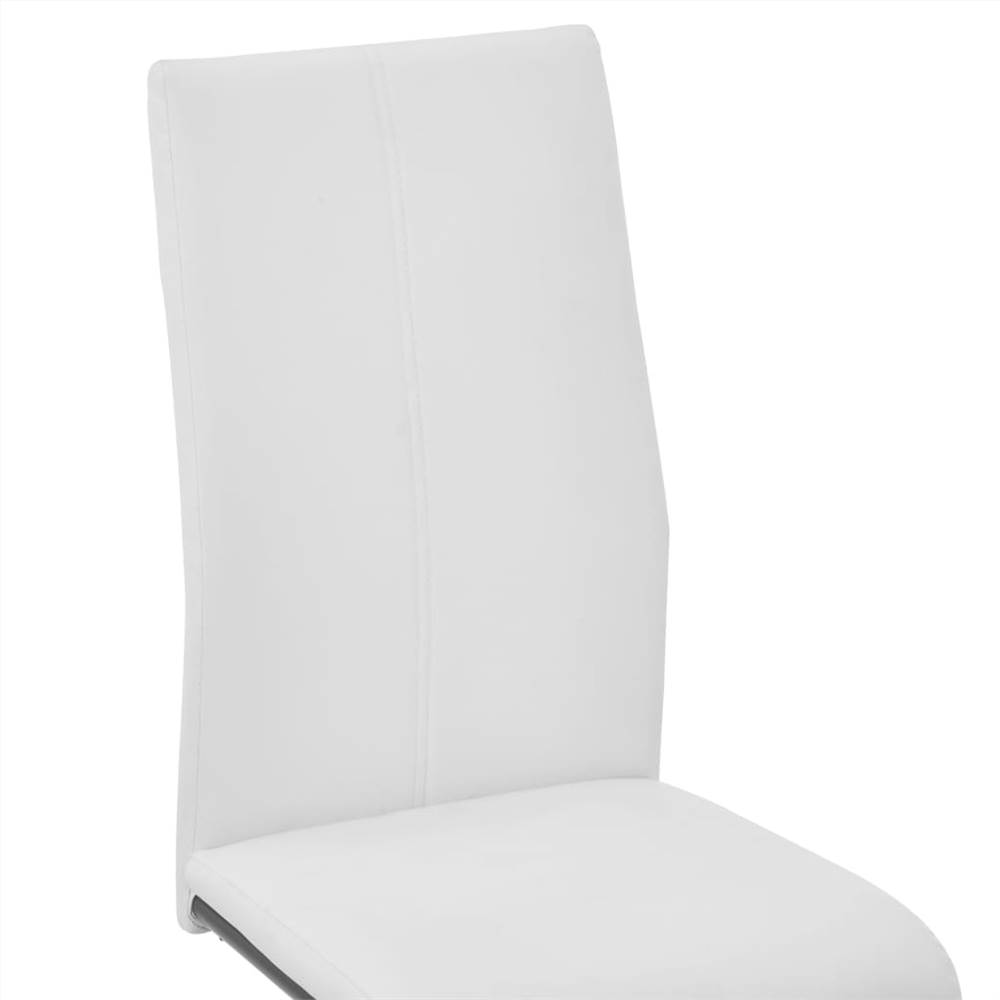 Cantilever Dining Chairs 4 pcs White Faux Leather