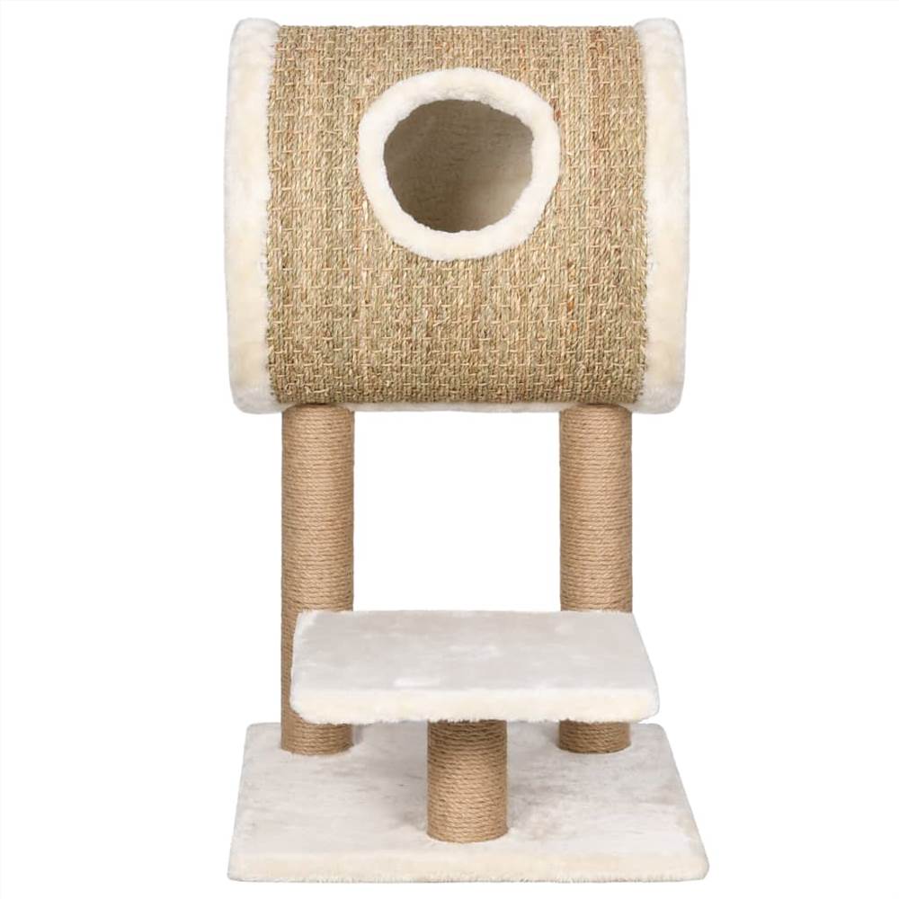 Cat Tree with Tunnel and Scratching Post 69 cm Seagrass