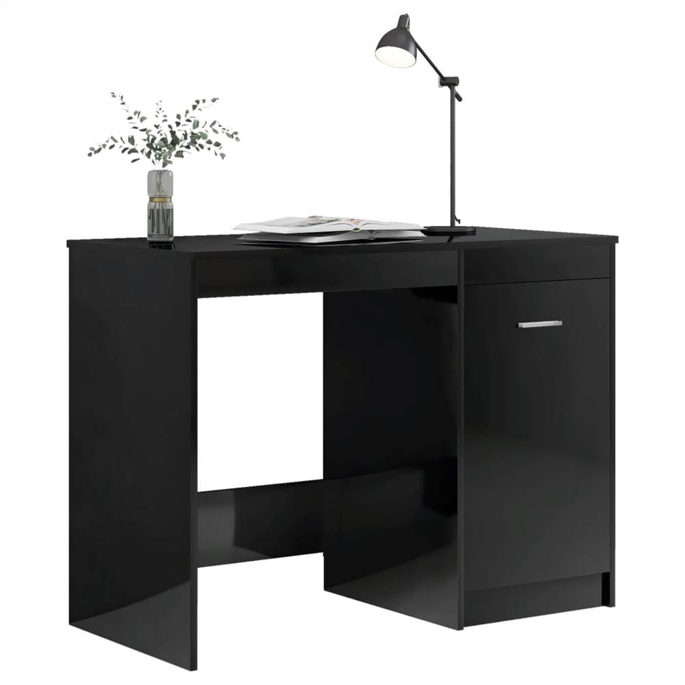 Desk High Gloss Black 140x50x76 cm Chipboard