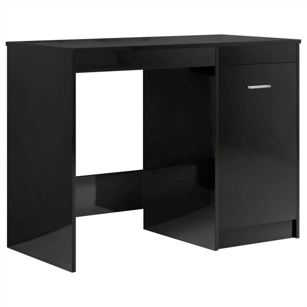 Desk High Gloss Black 140x50x76 cm Chipboard