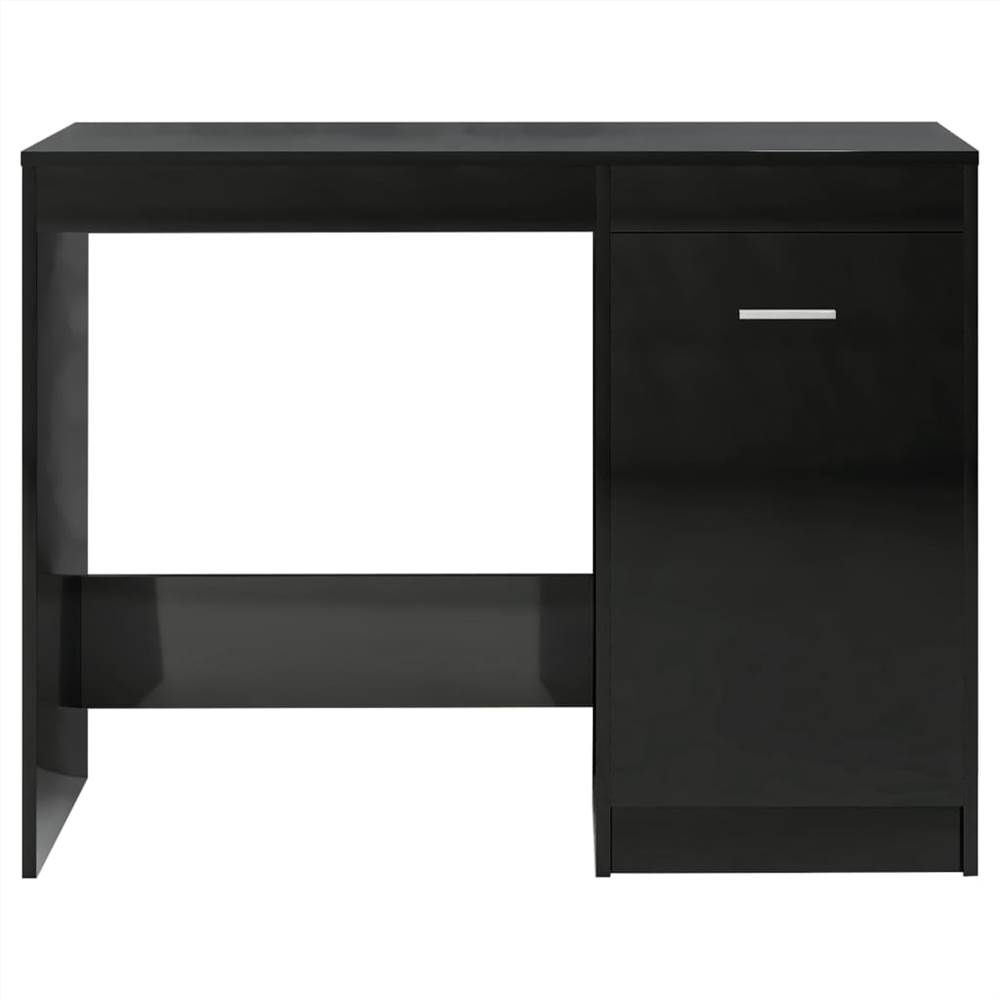 Desk High Gloss Black 140x50x76 cm Chipboard