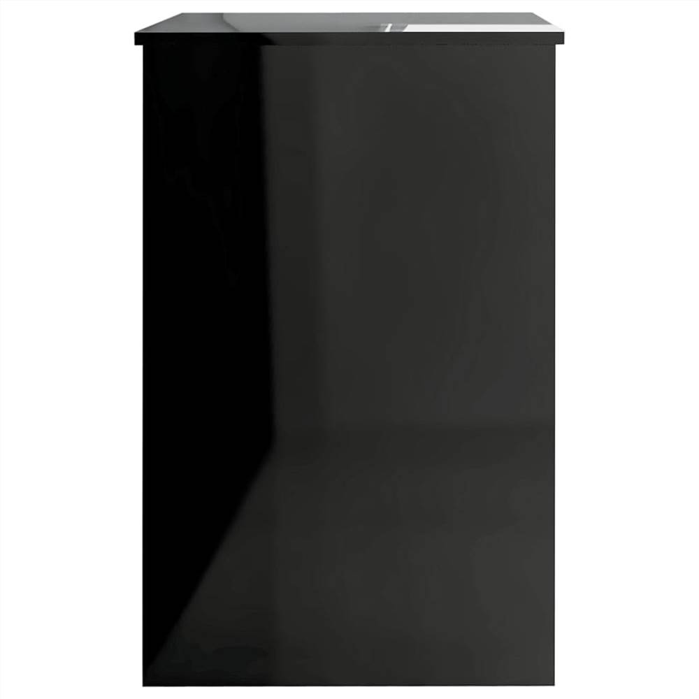 Desk High Gloss Black 140x50x76 cm Chipboard