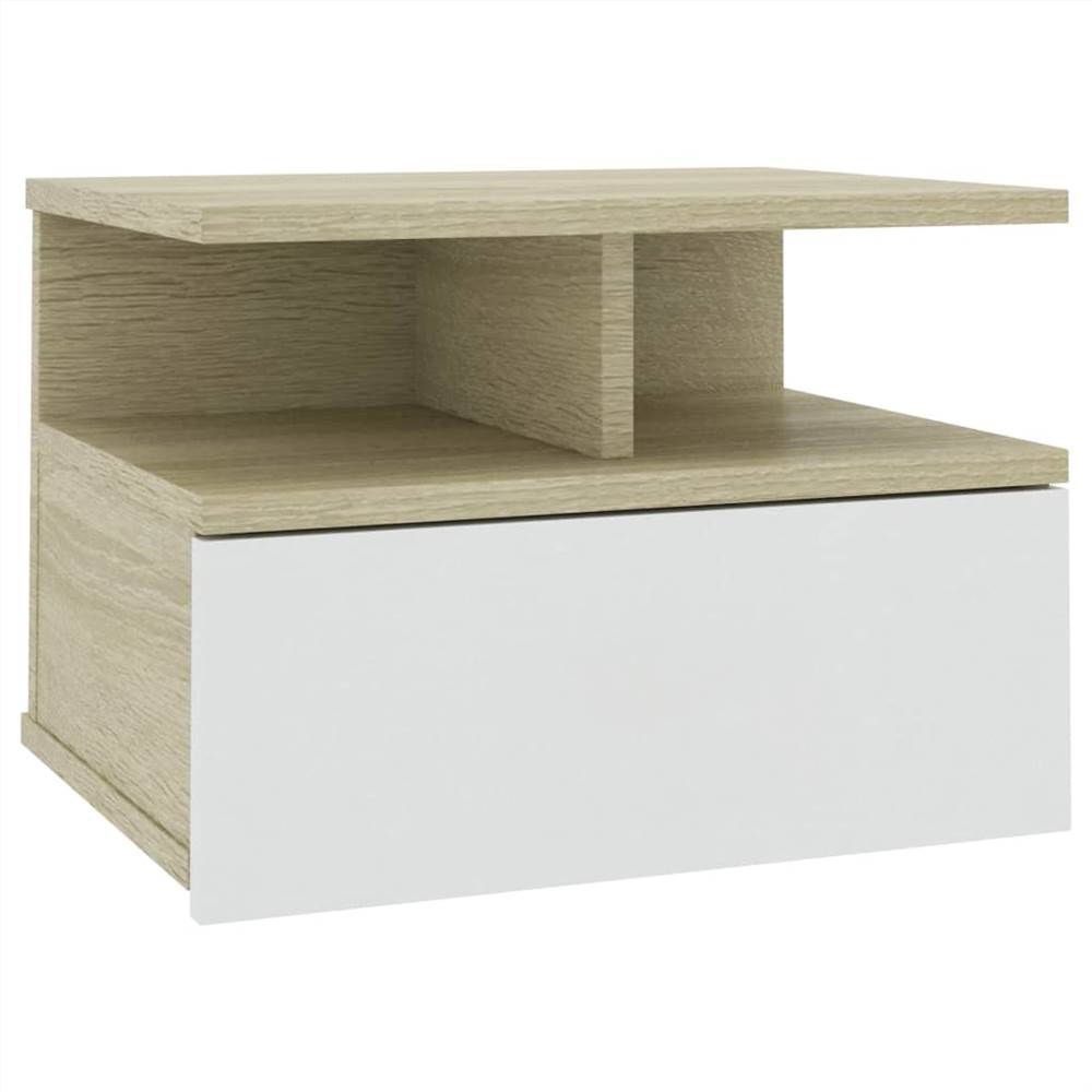 Floating Nightstand White and Sonoma Oak 40x31x27cm Chipboard