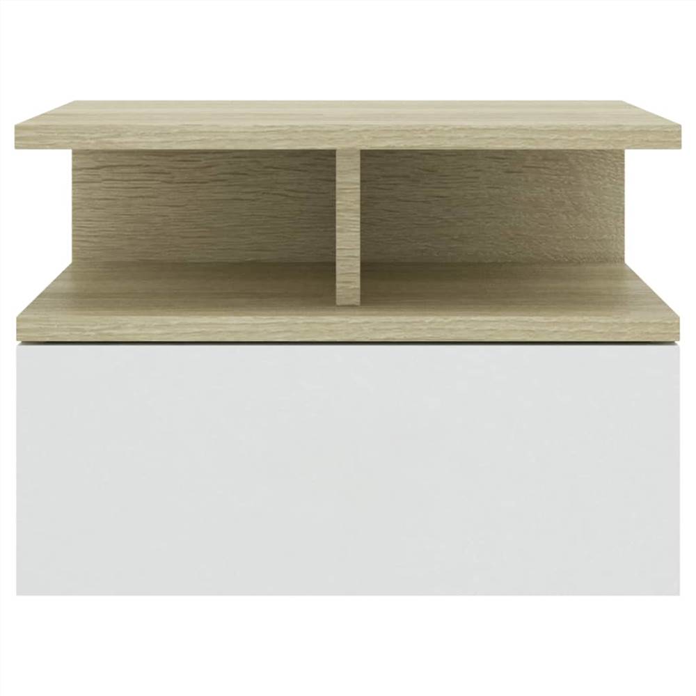 Floating Nightstand White and Sonoma Oak 40x31x27cm Chipboard
