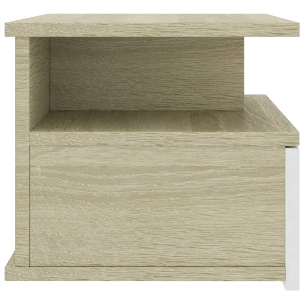 Floating Nightstand White and Sonoma Oak 40x31x27cm Chipboard