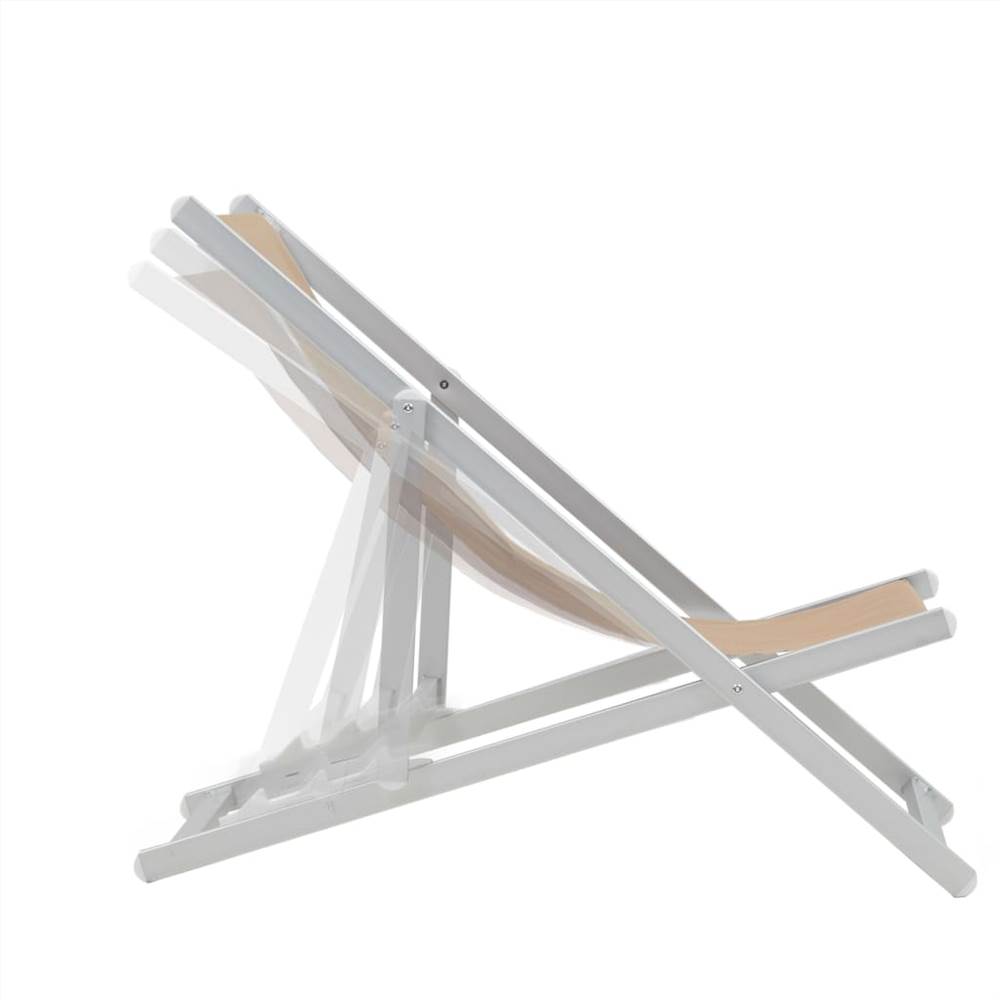 Folding Beach Chairs 2 pcs Aluminium and Textilene Cream