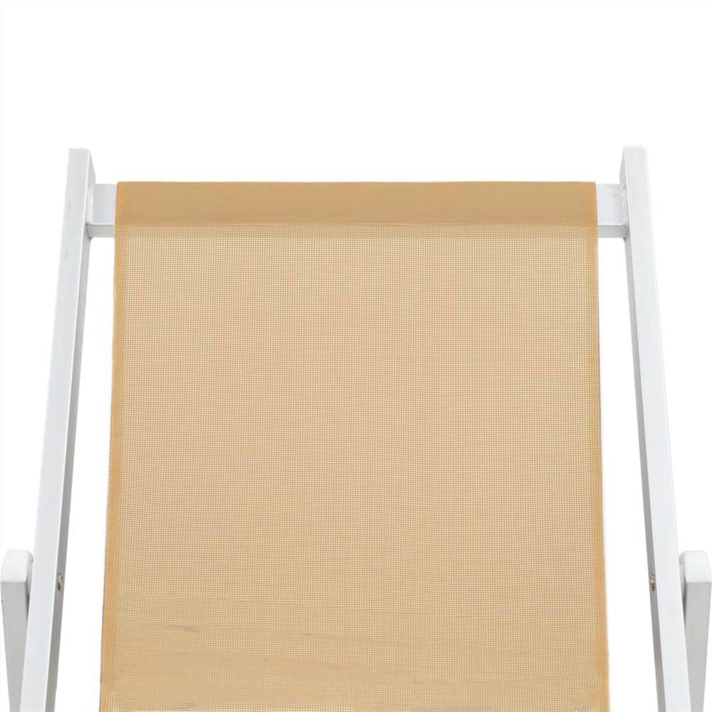 Folding Beach Chairs 2 pcs Aluminium and Textilene Cream