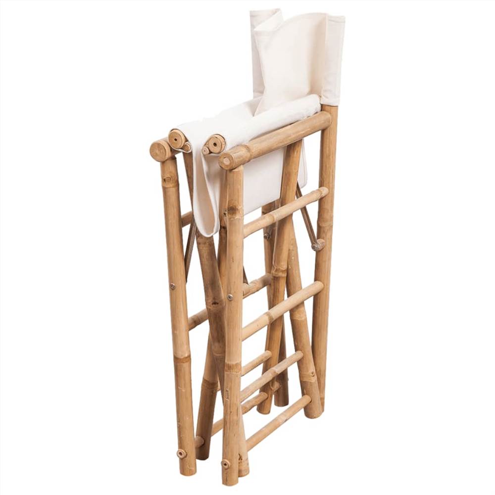 Folding Directors Chair 2 pcs Bamboo and Canvas