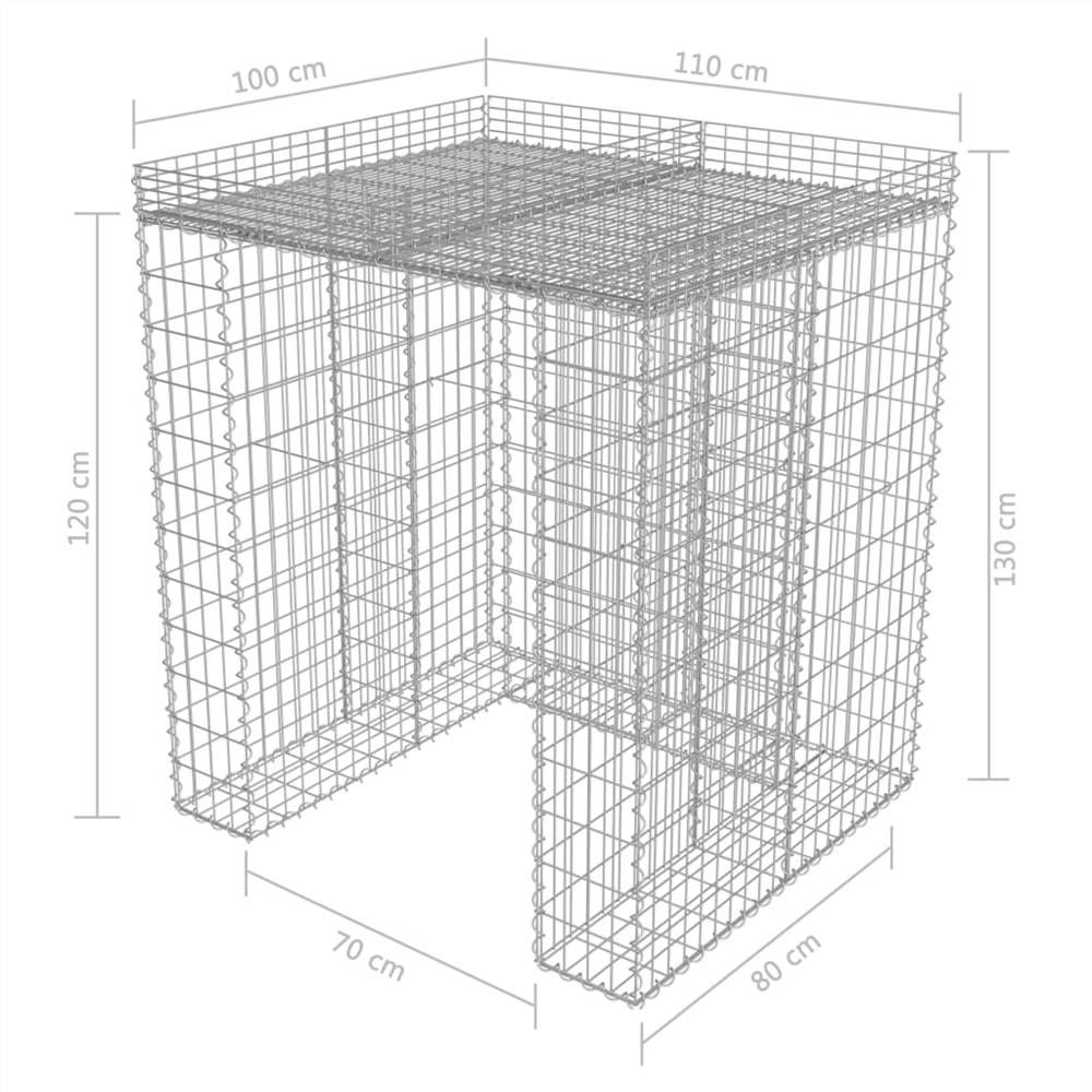 Gabion Wall for Garbage Bin Galvanised Steel 110x100x130 cm
