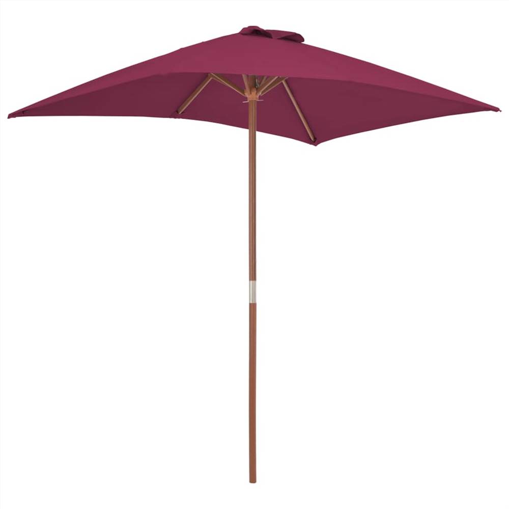 Outdoor Parasol with Wooden Pole 150x200 cm Bordeaux Red