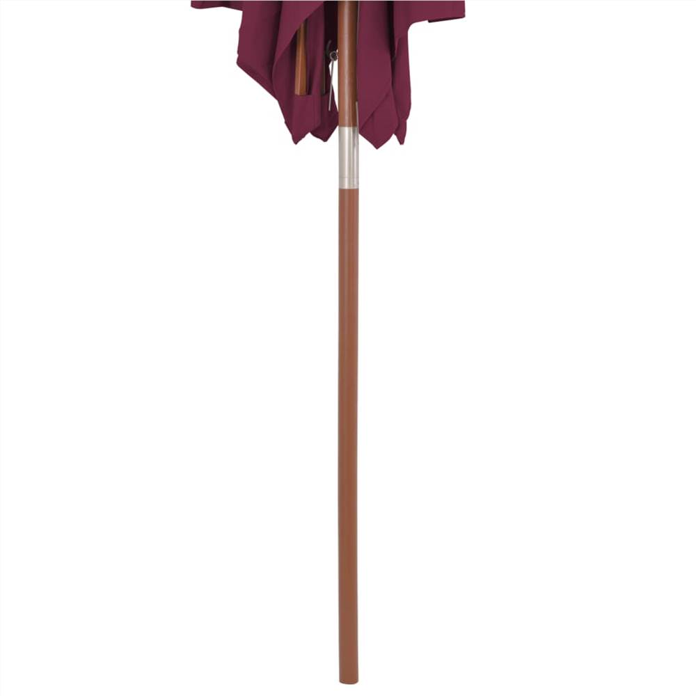 Outdoor Parasol with Wooden Pole 150x200 cm Bordeaux Red