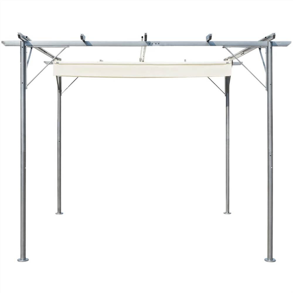 Pergola with Retractable Roof Cream White 3x3 m Steel