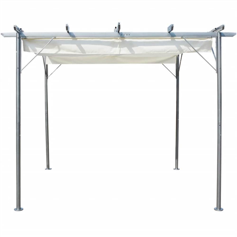 Pergola with Retractable Roof Cream White 3x3 m Steel