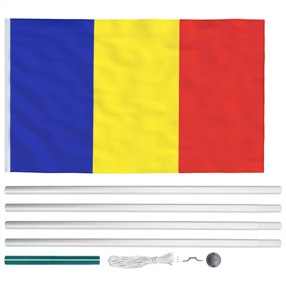 Romania Flag and Pole Aluminium 6,2 m
