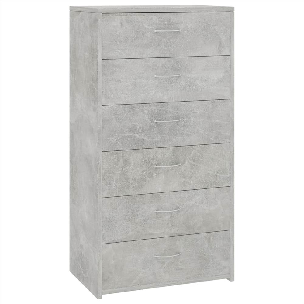 Sideboard with 6 Drawers Concrete Grey 50x34x96 cm Chipboard
