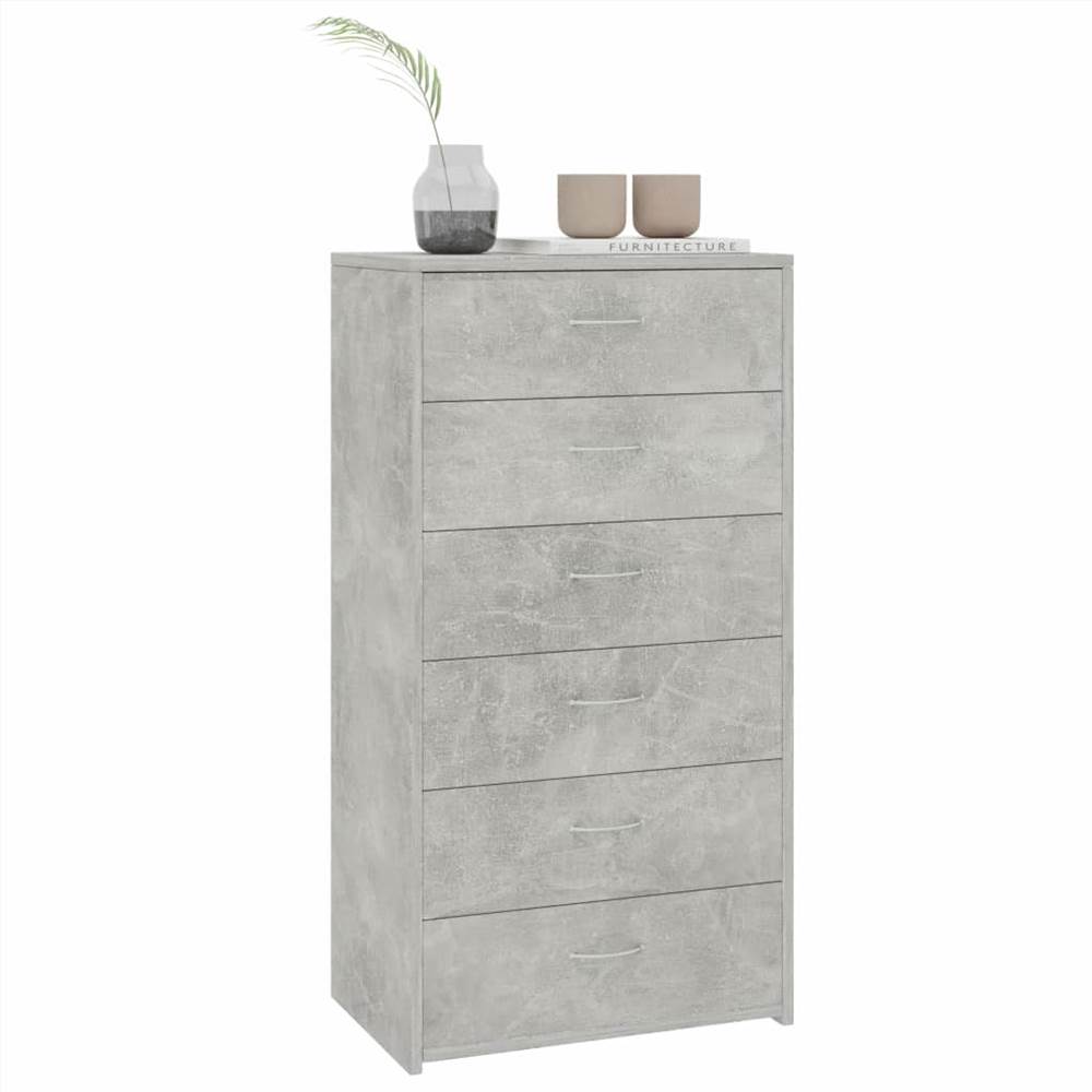 Sideboard with 6 Drawers Concrete Grey 50x34x96 cm Chipboard