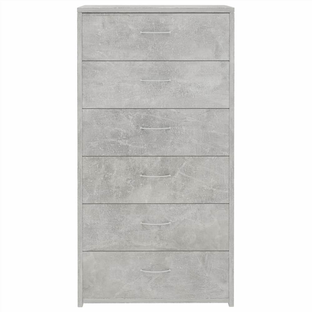 Sideboard with 6 Drawers Concrete Grey 50x34x96 cm Chipboard
