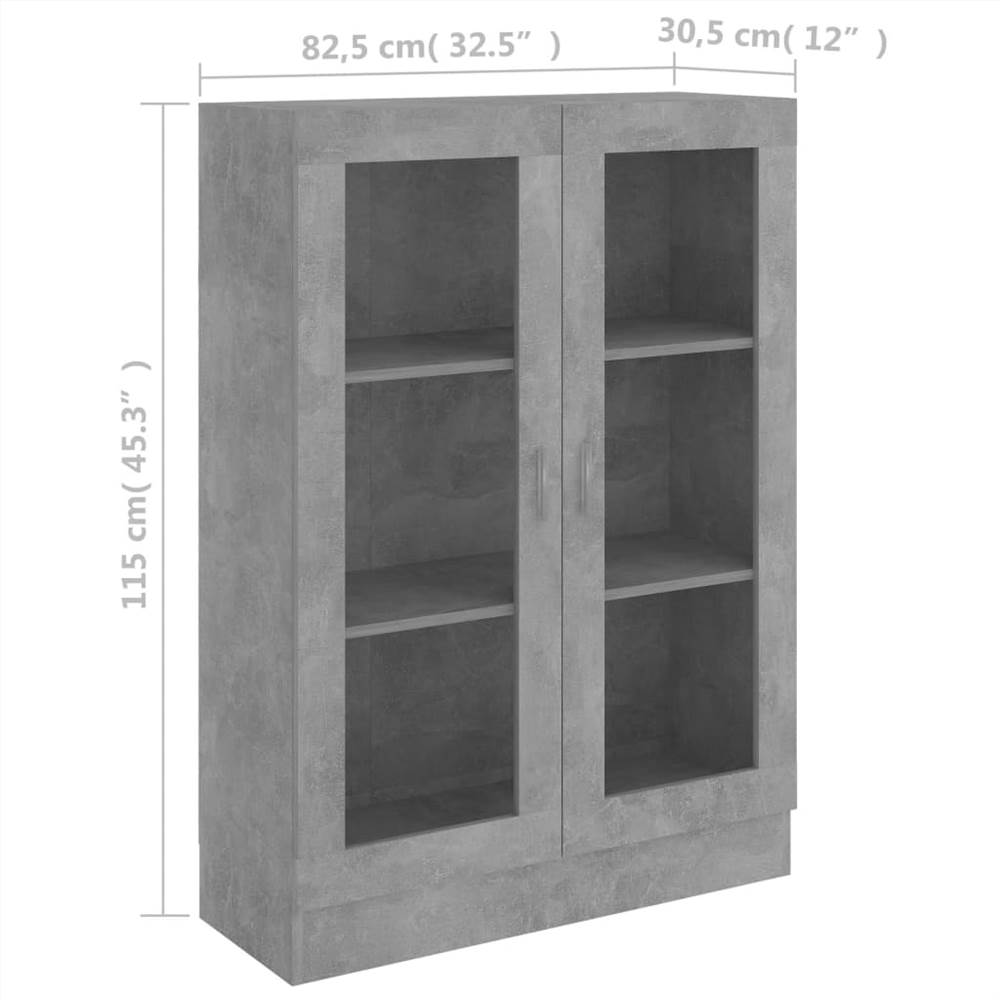 Vitrine Cabinet Concrete Grey 82.5x30.5x115 cm Chipboard