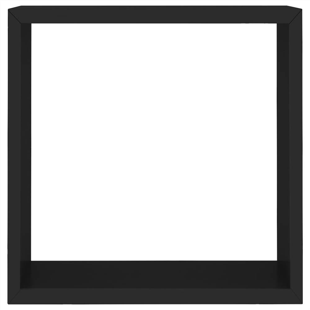 Wall Cube Shelves 3 pcs Black MDF