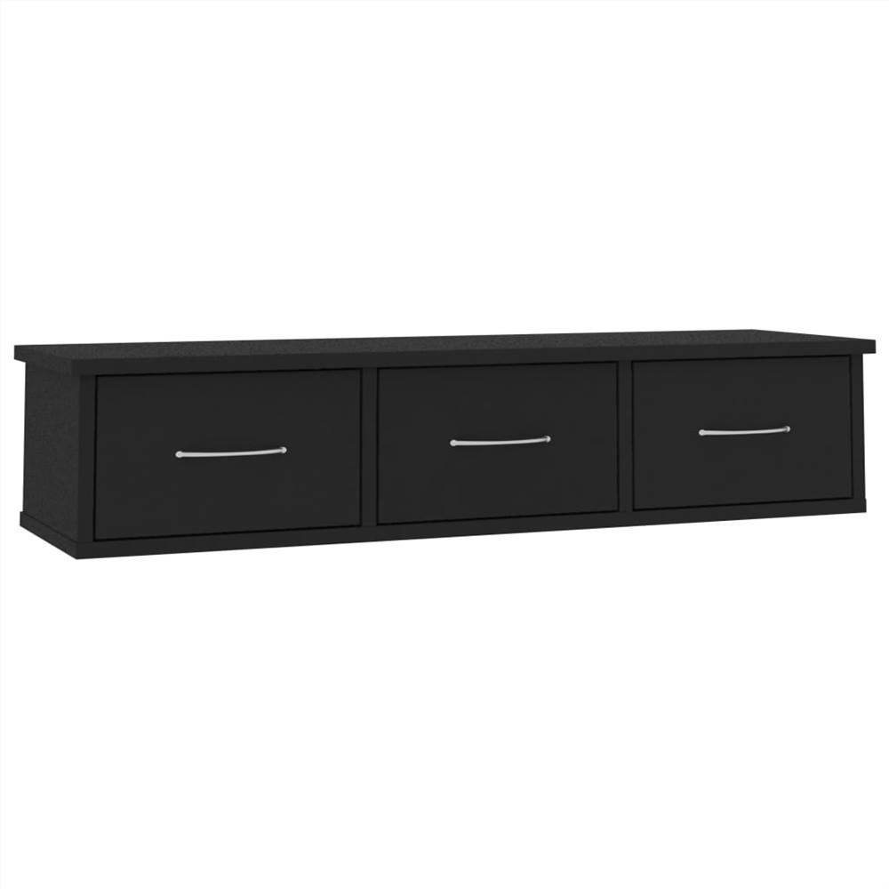 Wall-mounted Drawer Shelf Black 88x26x18.5 cm Chipboard