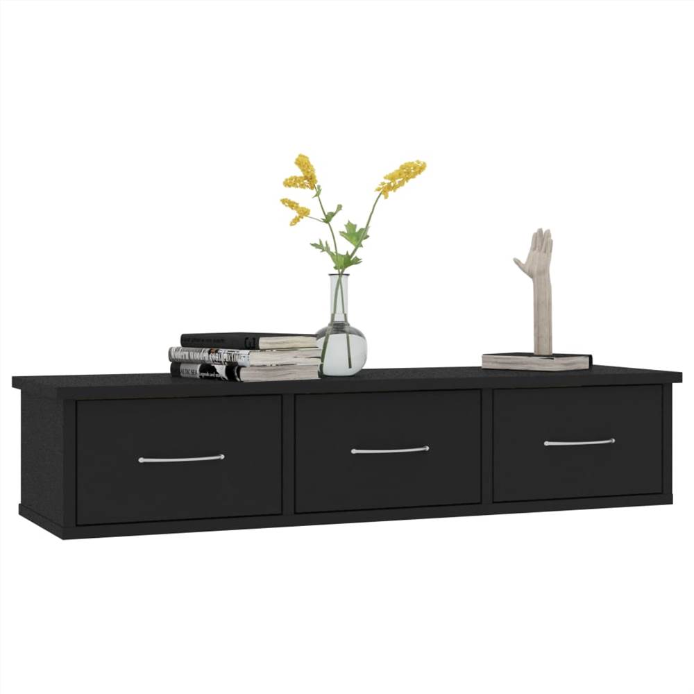 Wall-mounted Drawer Shelf Black 88x26x18.5 cm Chipboard