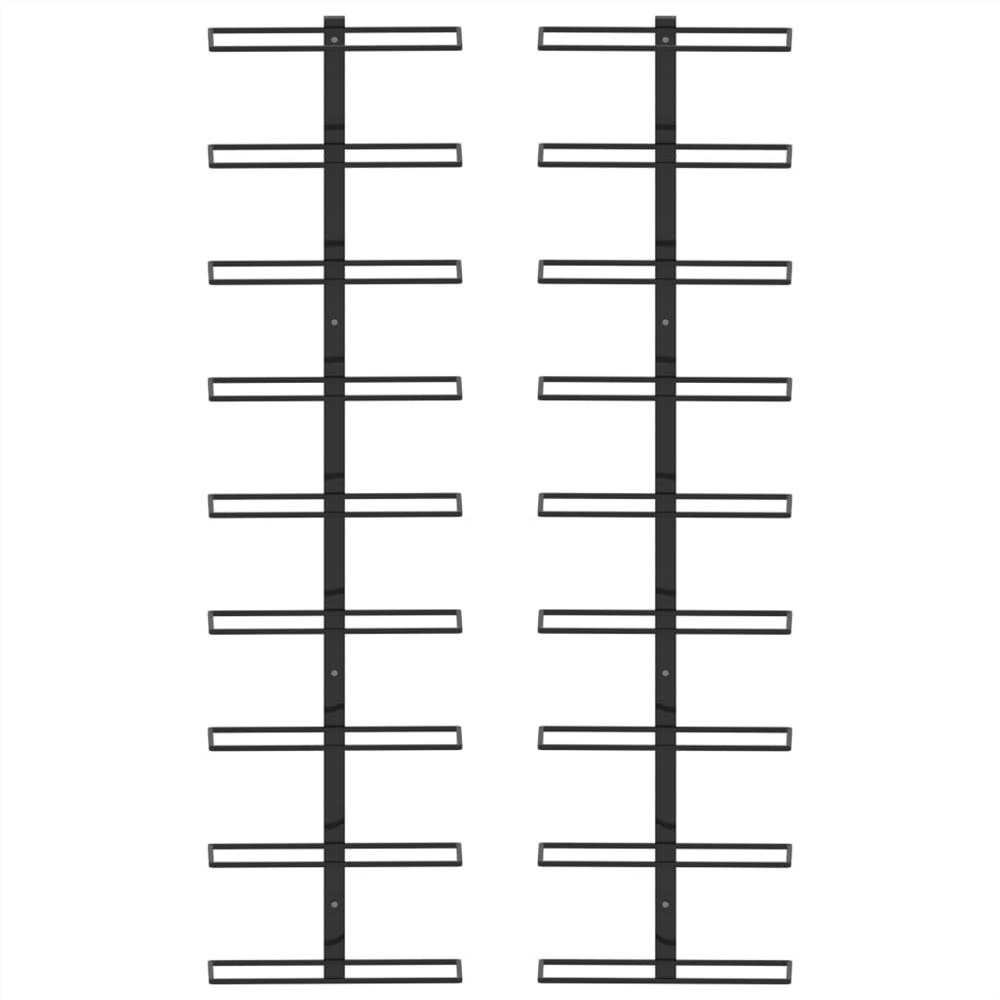 Wall-mounted Wine Racks for 18 Bottles 2 pcs Black Iron