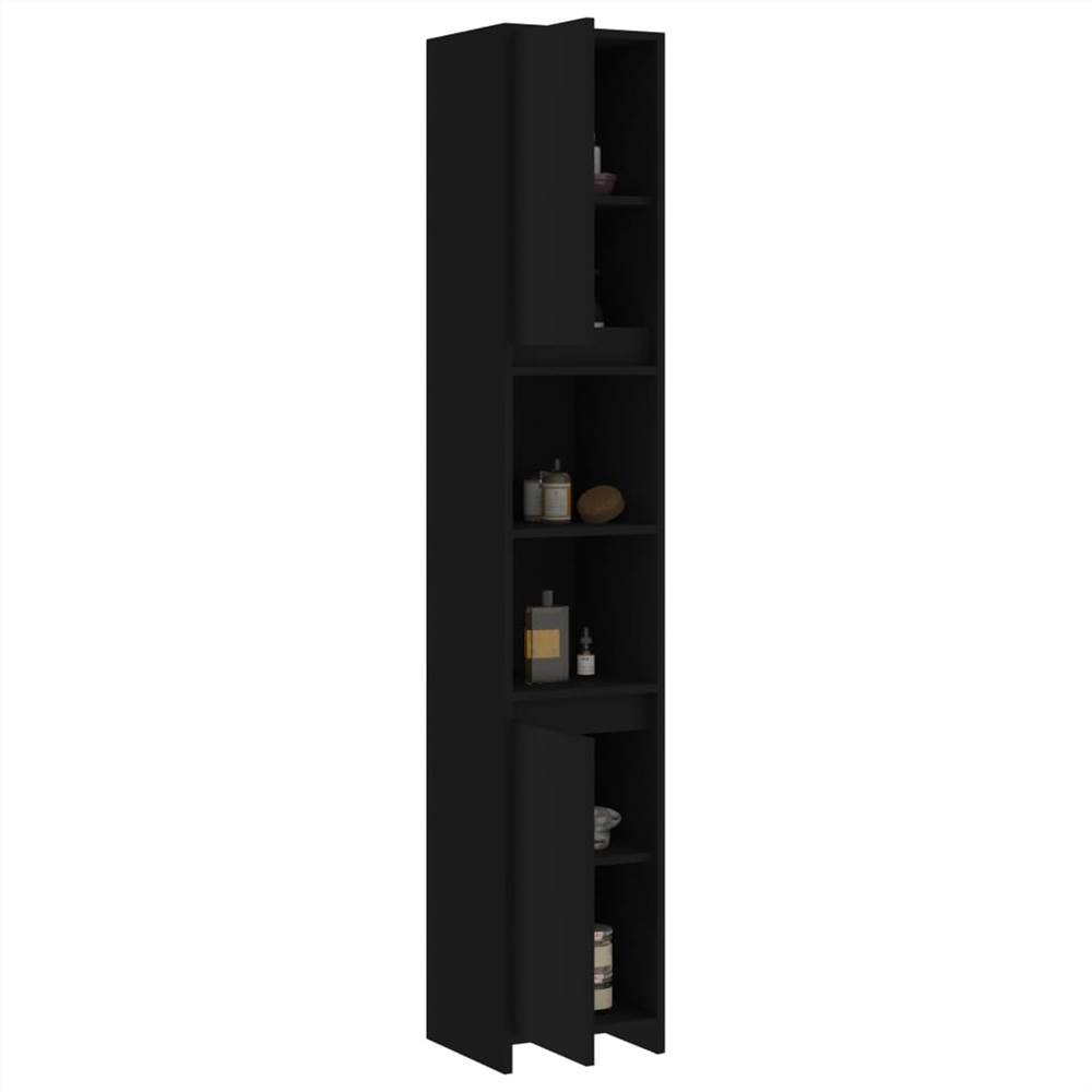 4 Piece Bathroom Furniture Set Black Chipboard