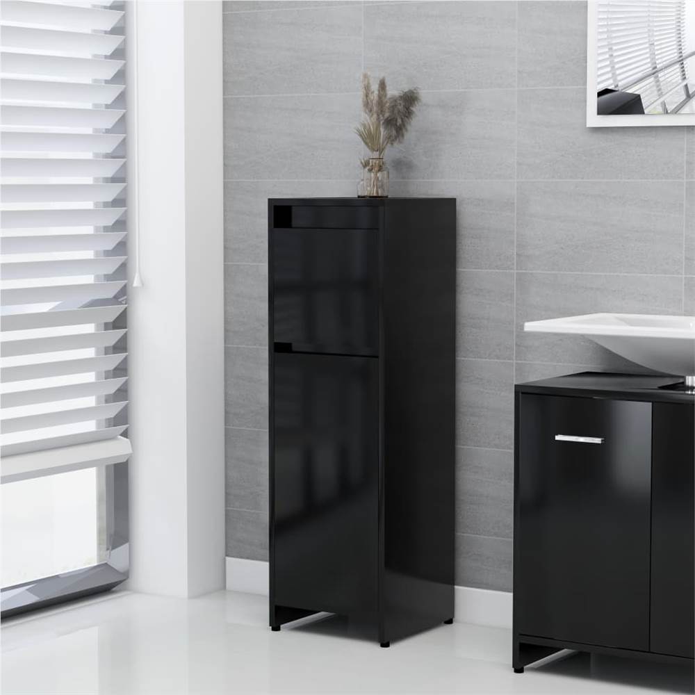 4 Piece Bathroom Furniture Set Black Chipboard
