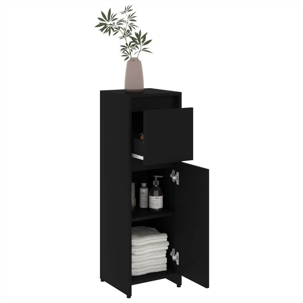 4 Piece Bathroom Furniture Set Black Chipboard