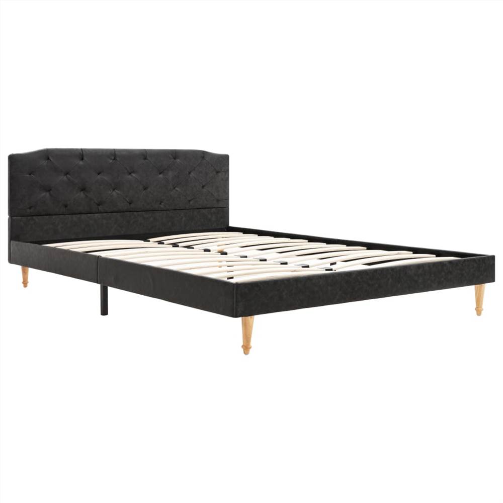 Bed Frame Black Fabric 135x190 cm