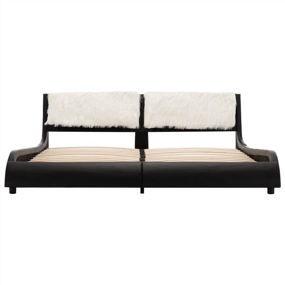 Bed Frame Black and White Faux Leather 150x200 cm