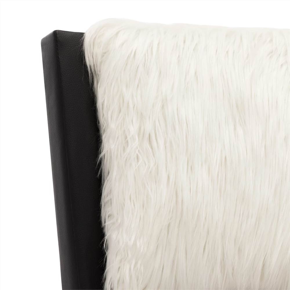 Bed Frame Black and White Faux Leather 150x200 cm