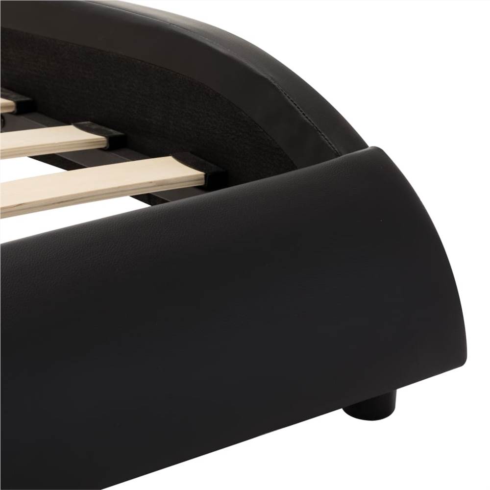 Bed Frame Black and White Faux Leather 150x200 cm