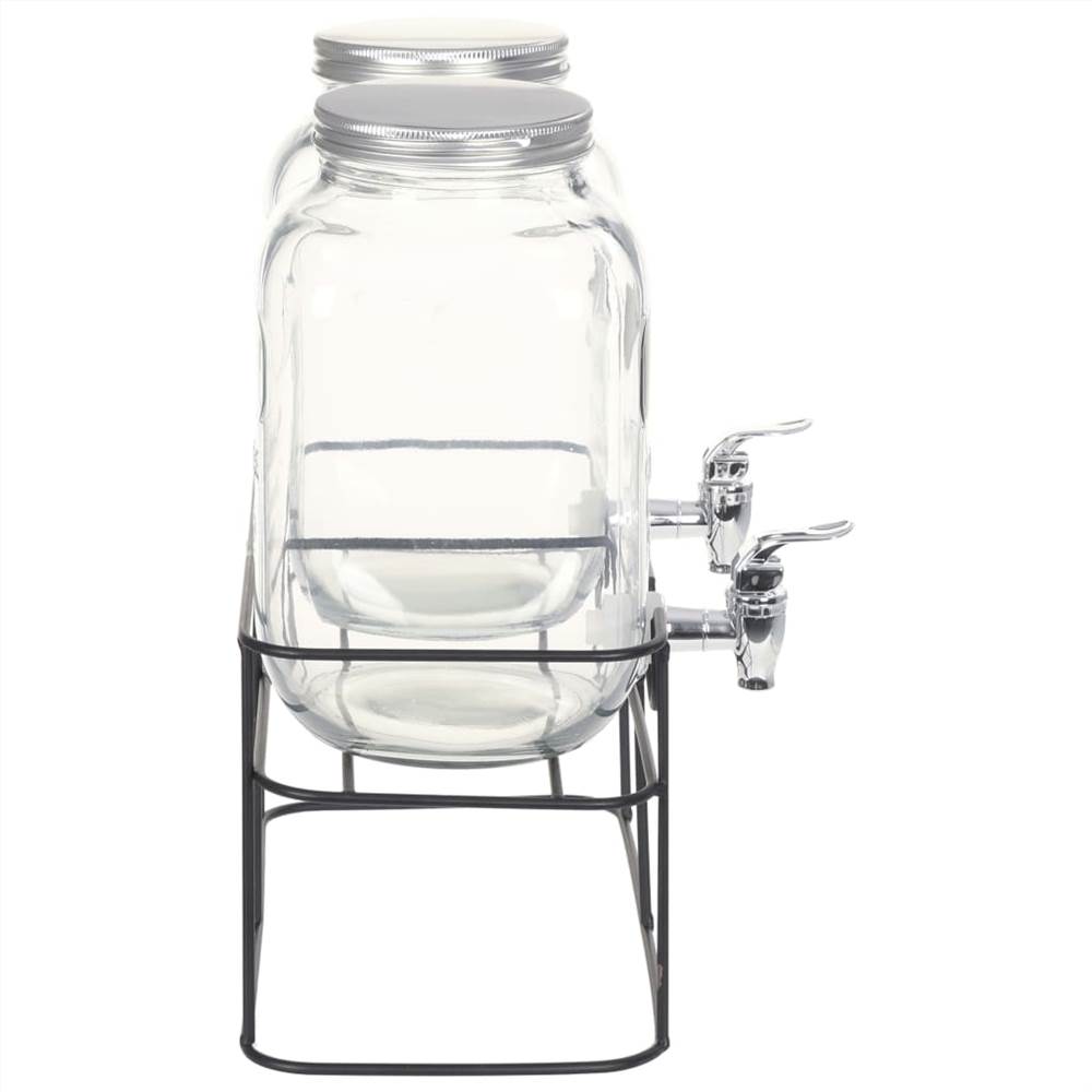Beverage Dispensers 2 pcs with Stand 2 x 4 L Glass