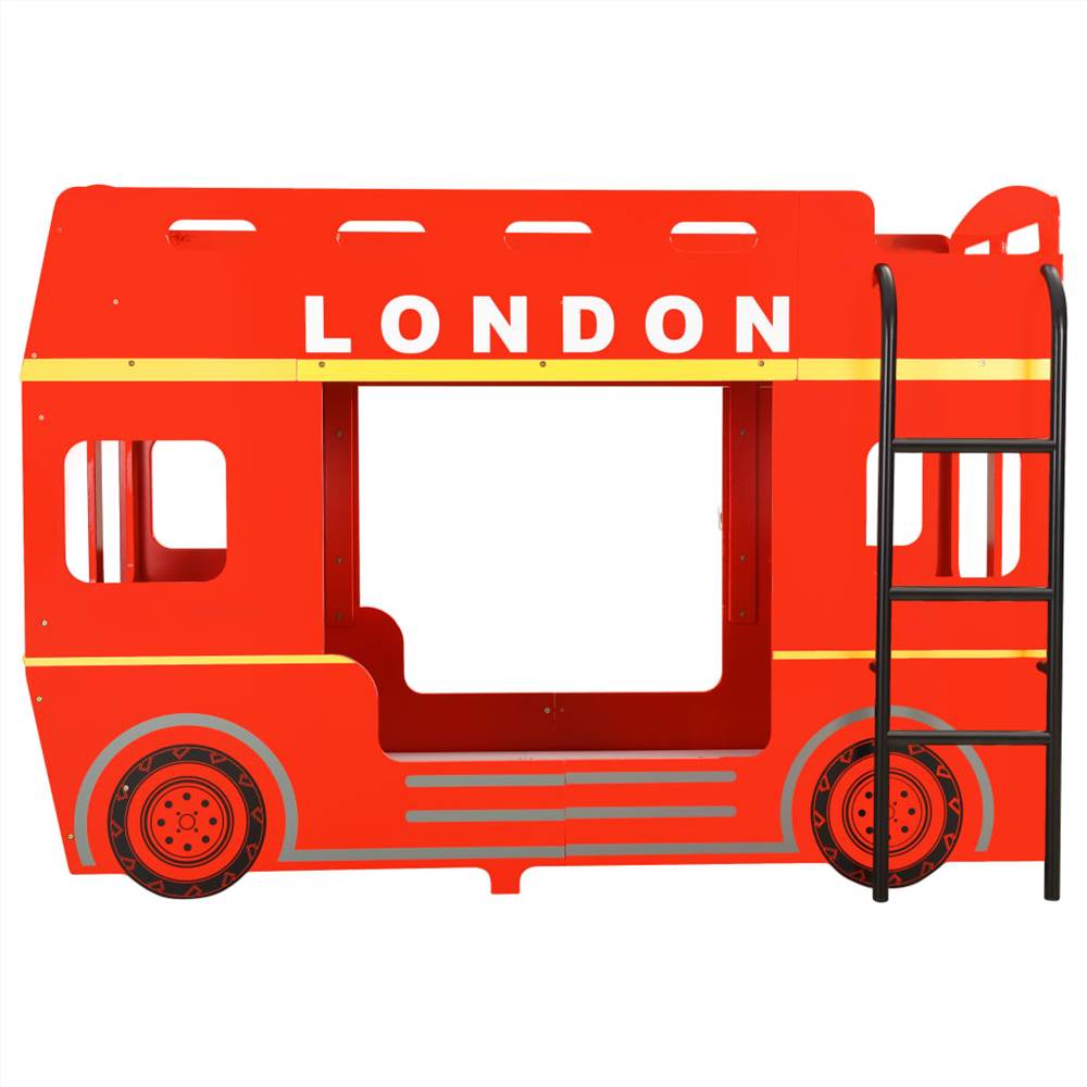 Bunk Bed London Bus Red MDF 90x200 cm