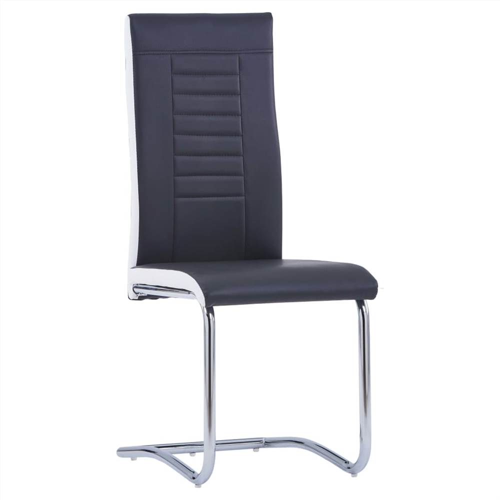 Cantilever Dining Chairs 4 pcs Black Faux Leather