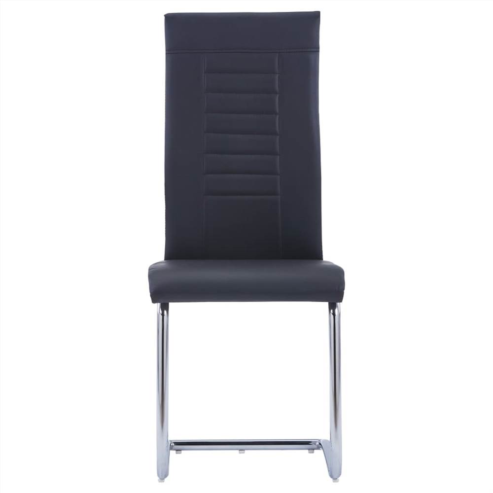 Cantilever Dining Chairs 4 pcs Black Faux Leather