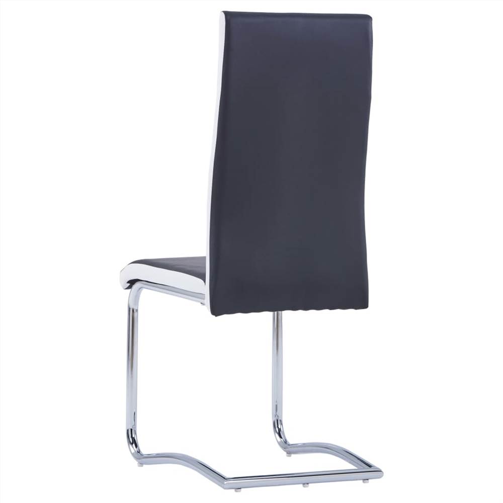 Cantilever Dining Chairs 4 pcs Black Faux Leather