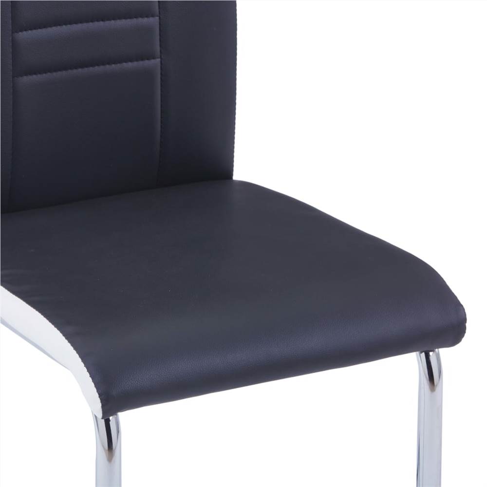 Cantilever Dining Chairs 4 pcs Black Faux Leather