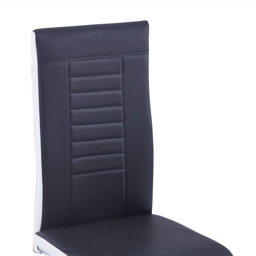 Cantilever Dining Chairs 4 pcs Black Faux Leather