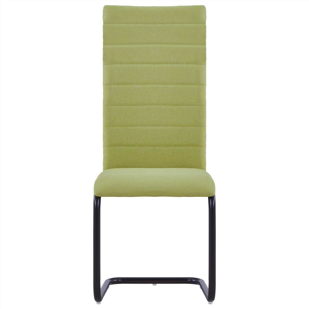 Cantilever Dining Chairs 4 pcs Green Fabric